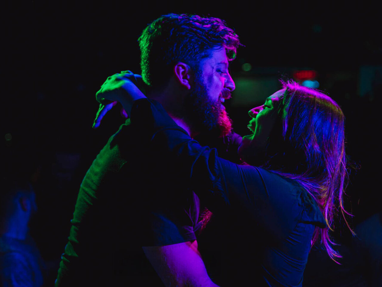 Couple singing to each other
