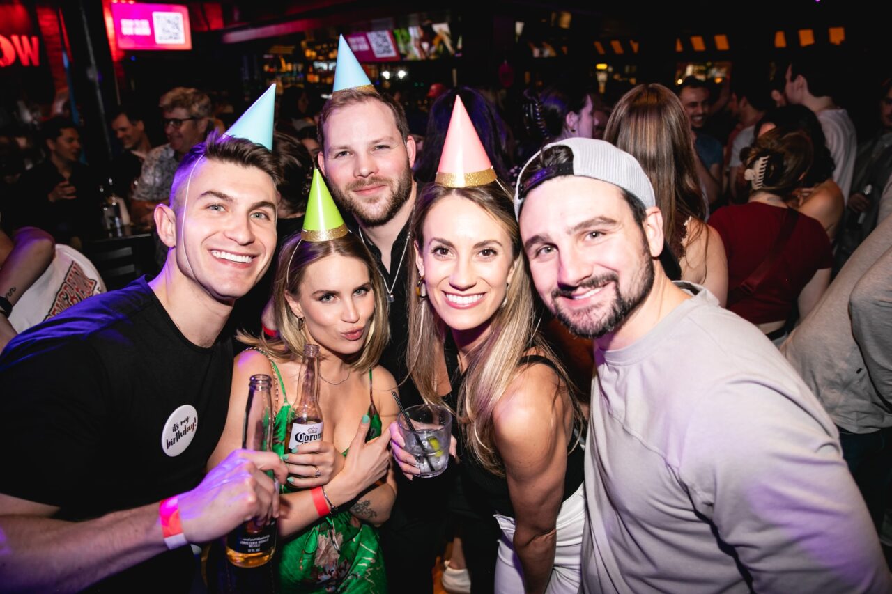 Friends celebrating a birthday