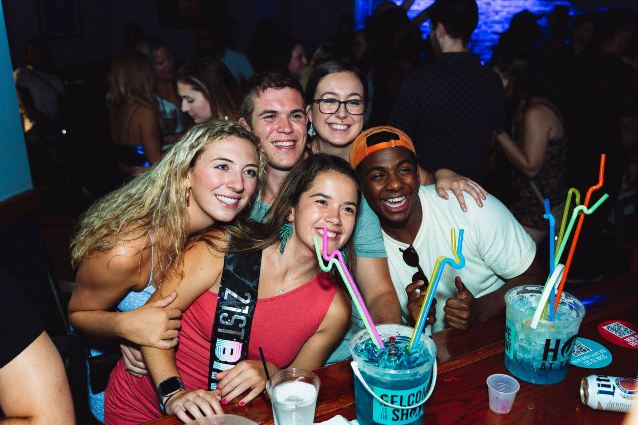 Friends celebrating a birthday