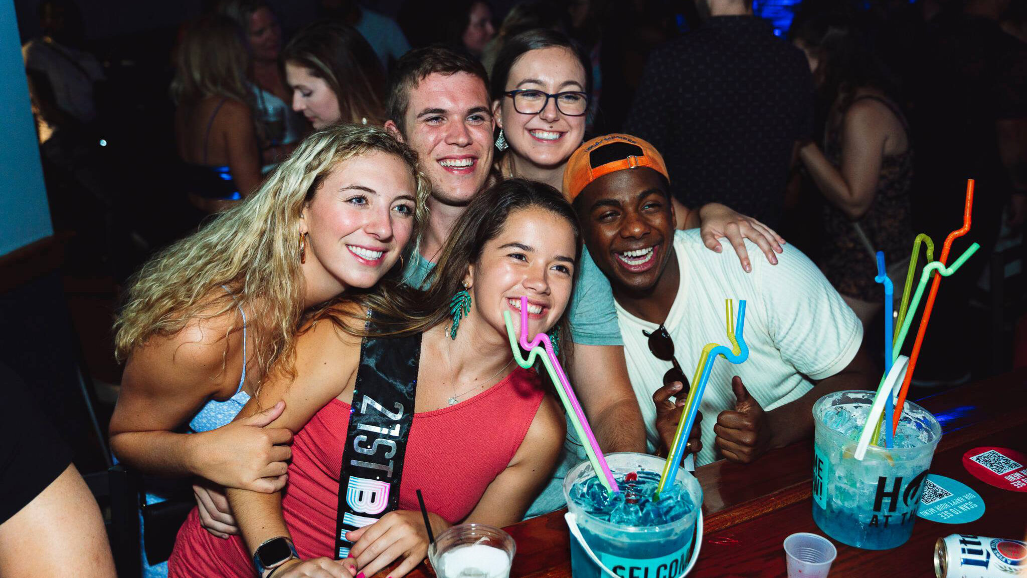 Friends celebrating a birthday