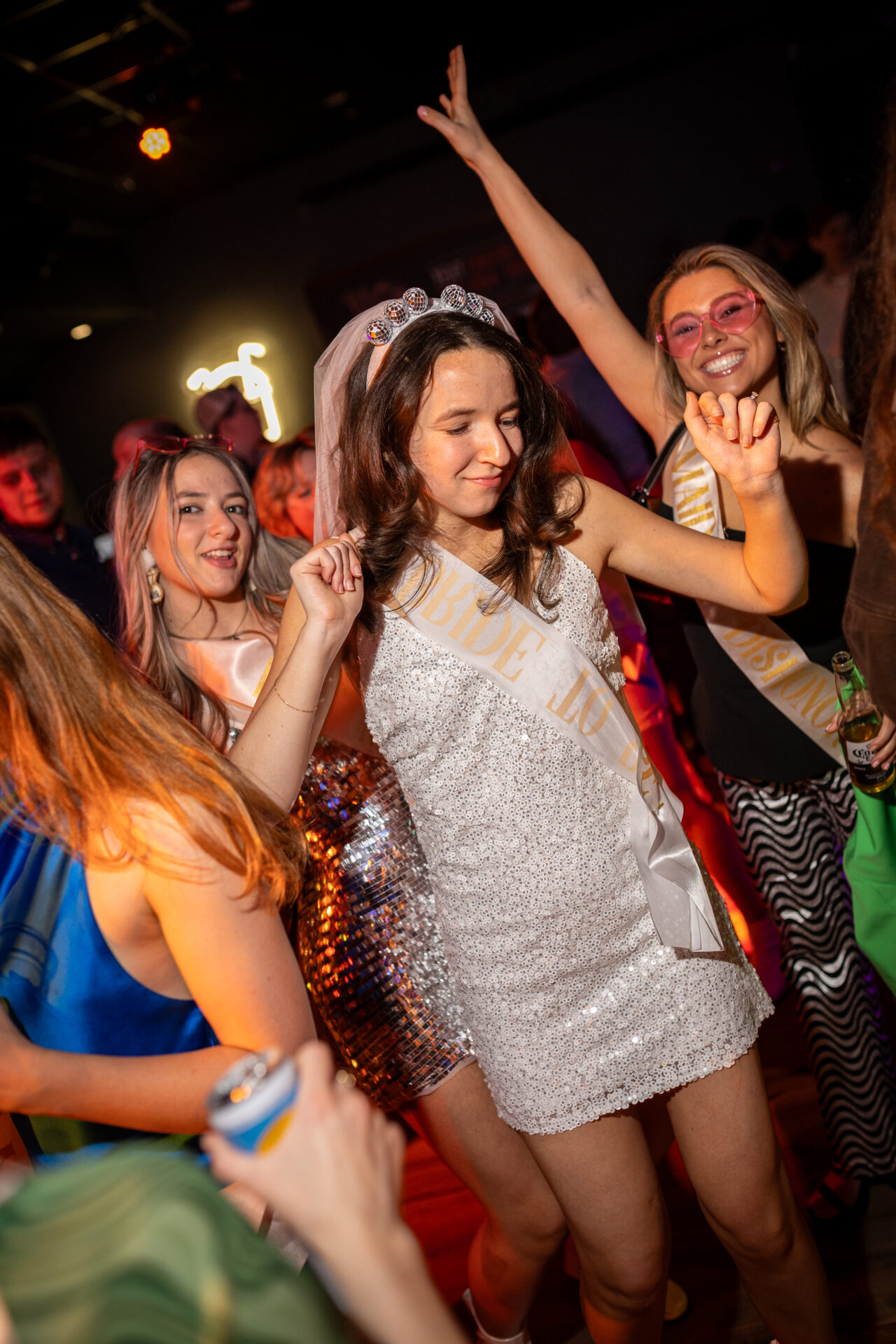 Bride dancing at her bachelorette party