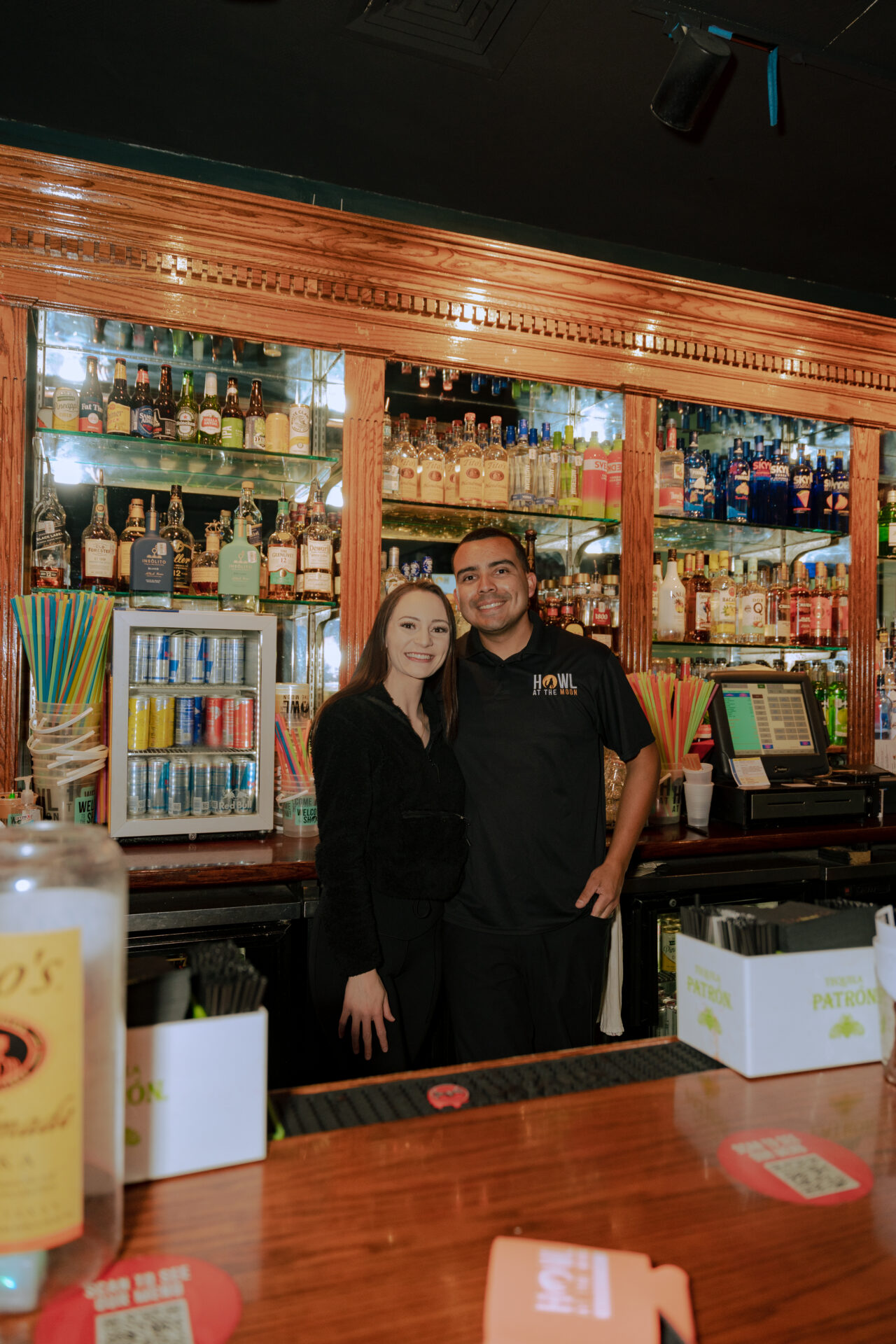 Two bartenders working a private event